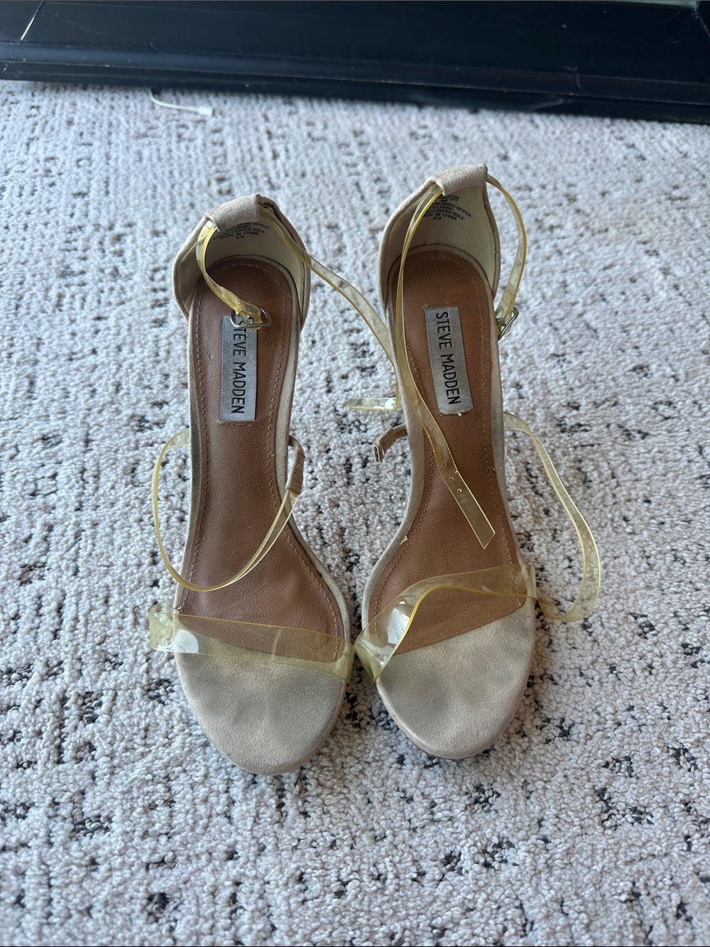 Steve Madden Beige Heeled Sandals with Yellow Clear Straps